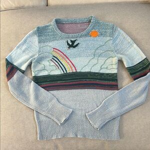 Sky Blue Sweater with Rainbow Design